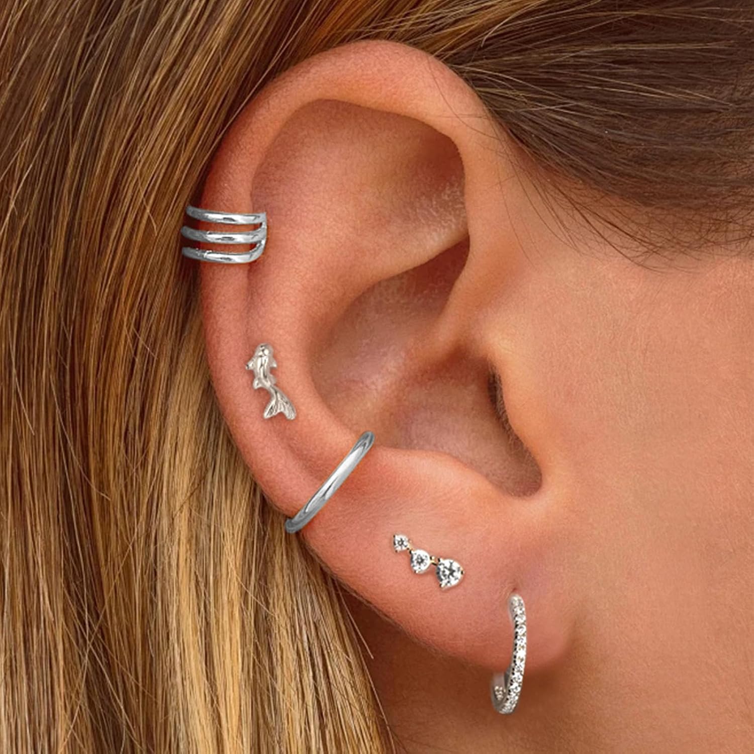 Xpircn ASTM F136 Titanium Flat Back Earrings for Women, Helix Tragus Conch Piercing Jewelry Hypoallergenic Cartilage Earring Stud16G 8mm