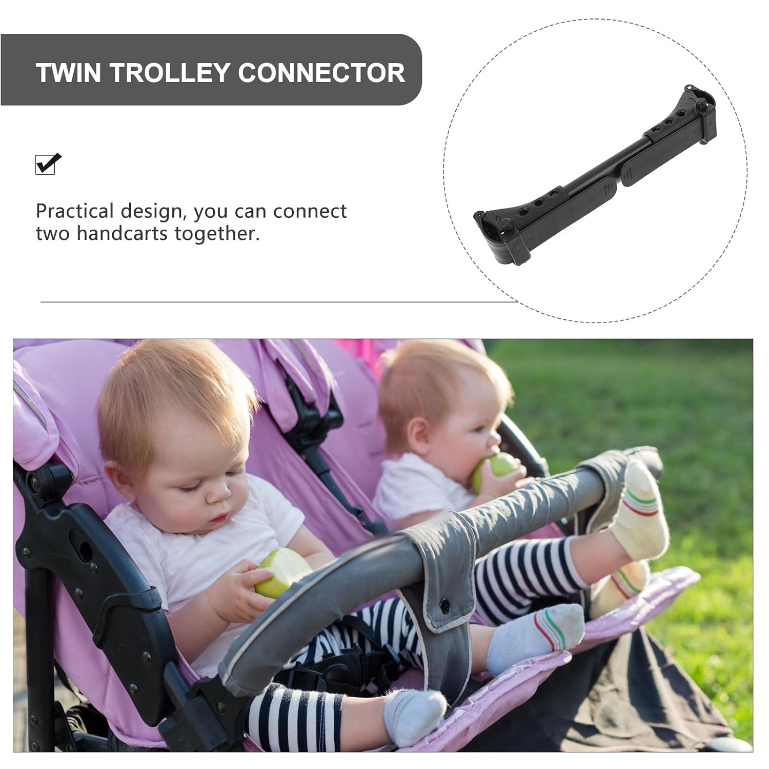 YARNOW Twin Stroller Connector Adjustable Length Plastic Linking Tool Double Stroller Accessories Universal Cart Connector for Twin Pushchairs