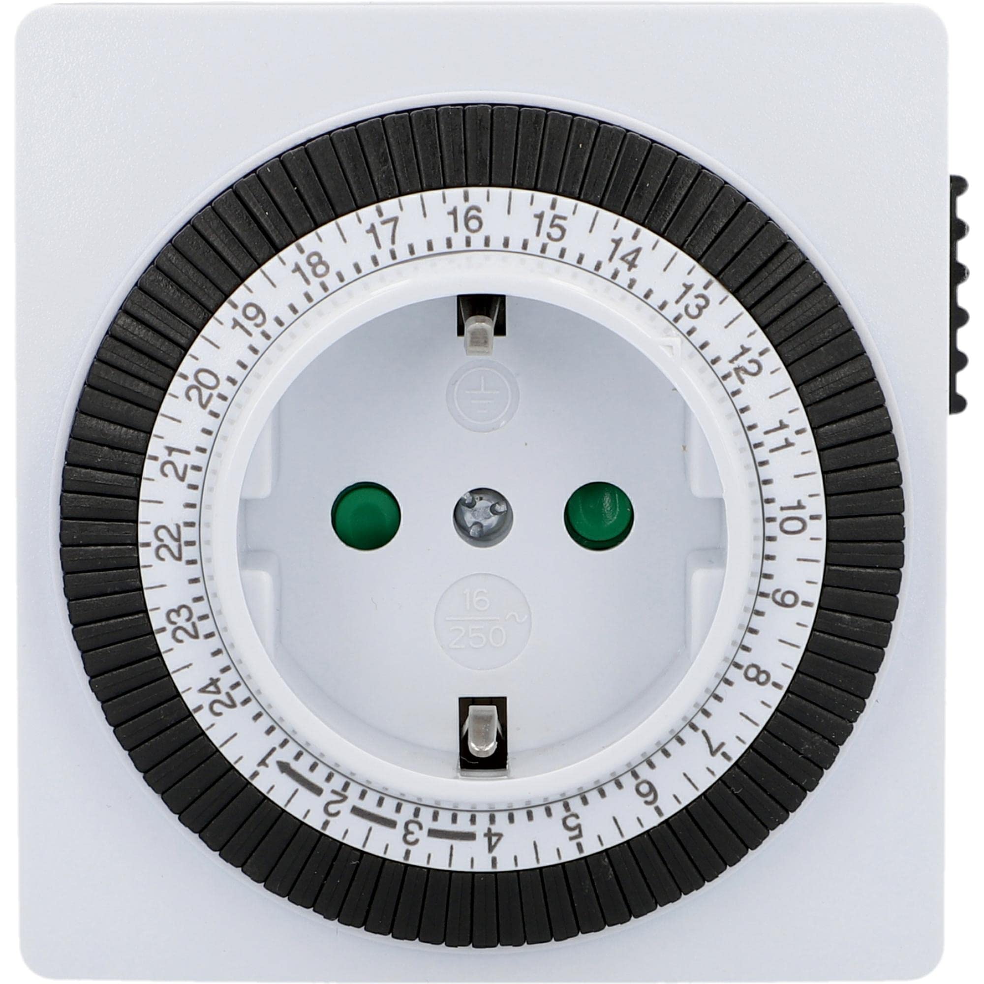 UNITEC Timer giornaliero meccanico per interni IP20 attraente forma quadrata analogica bianca 15 minuti di distanza regolabile