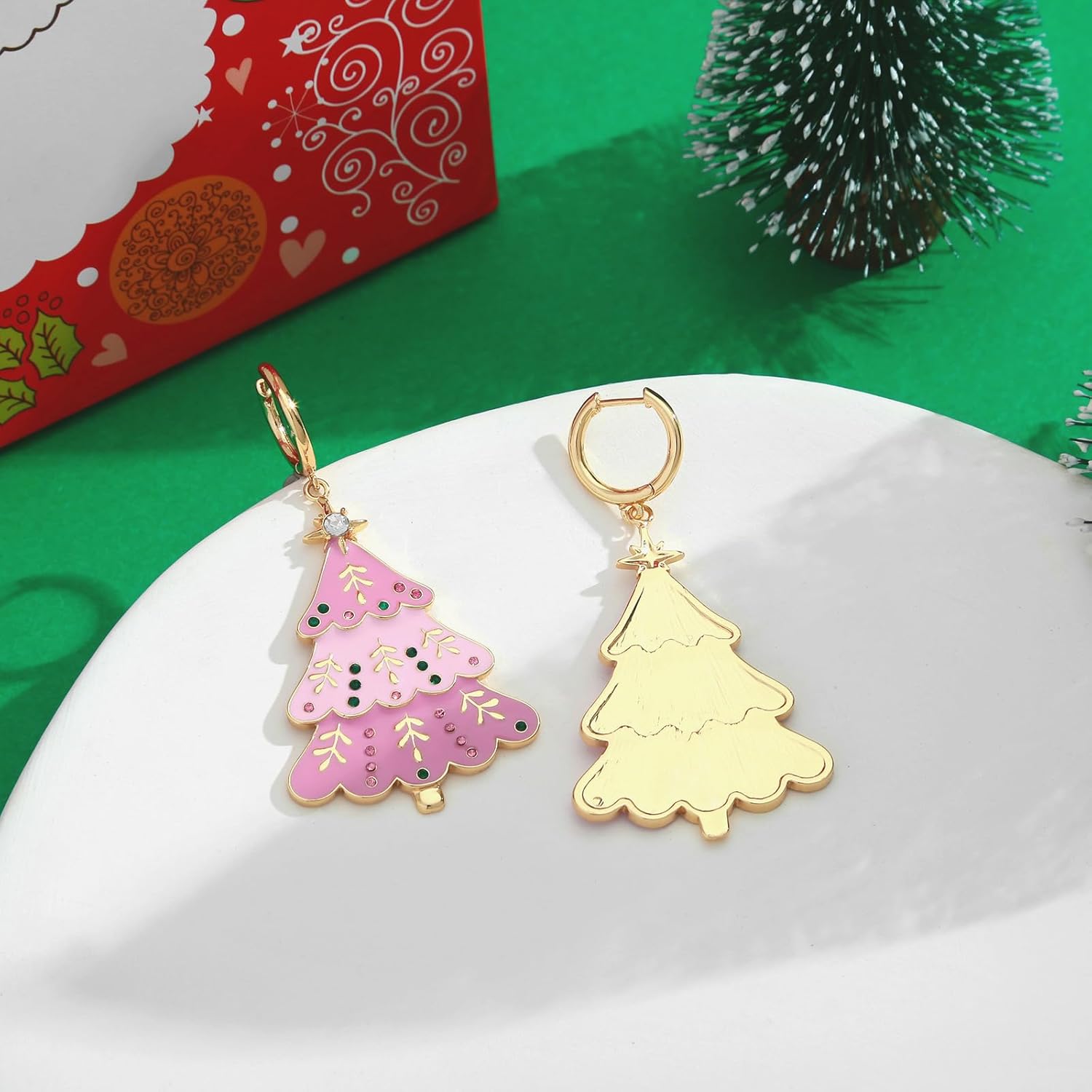 Christmas Earrings for Women Cute Reindeer Earrings Colorful Light Bulb Xmas Earrings Christmas Tree Earrings Gingerbread Deer Garland Bow Earrings Holiday Jewelry - Image 4