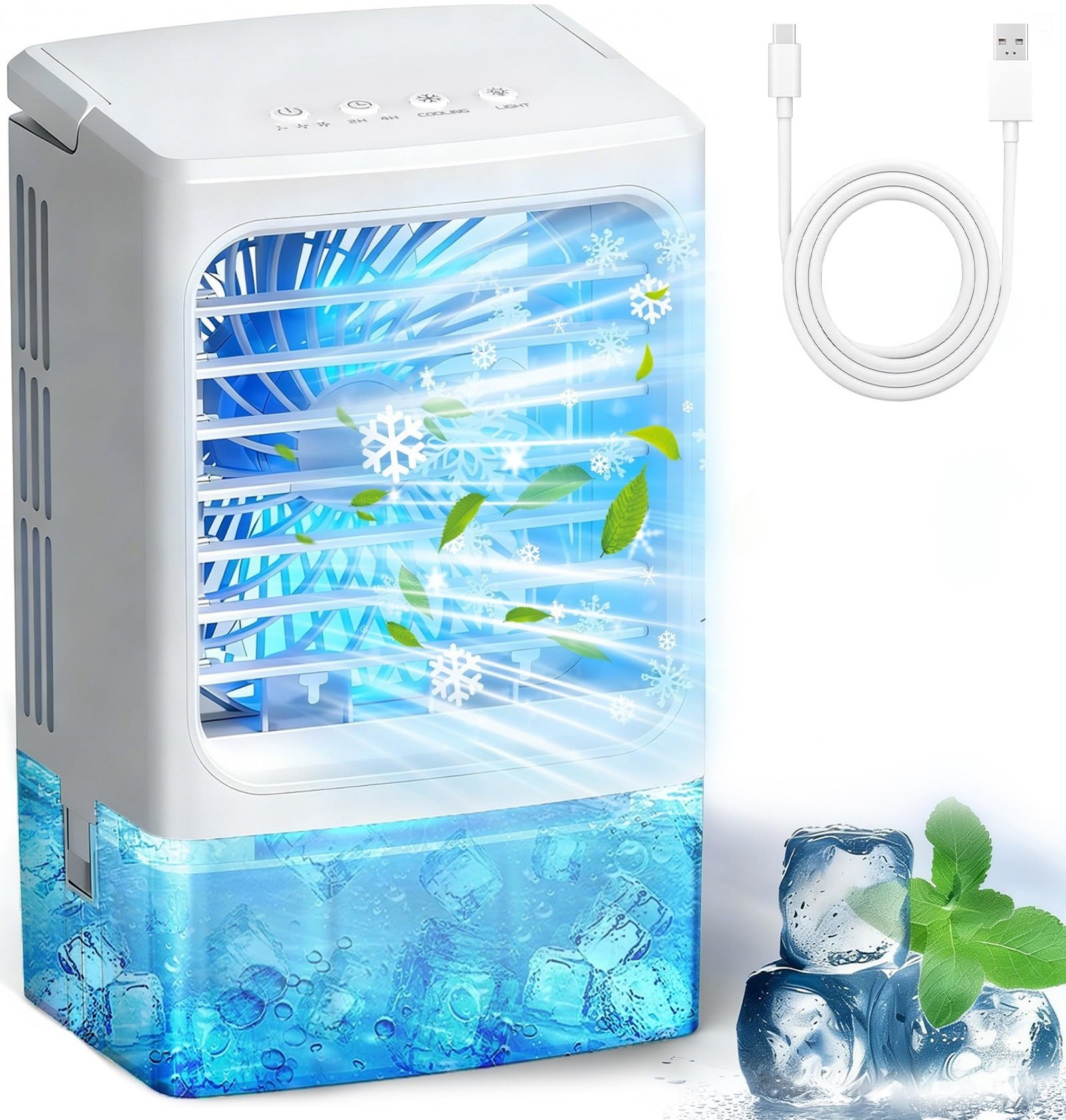 Photo 1 of Mini Air Conditioner Small AC Portable Air Conditioners with 1500ml spray/hour 3 Speed Wind & 7 Colorful LED Light Cool Mist &Timer Evaporative Air Cooler for Bedroom/Home/Office