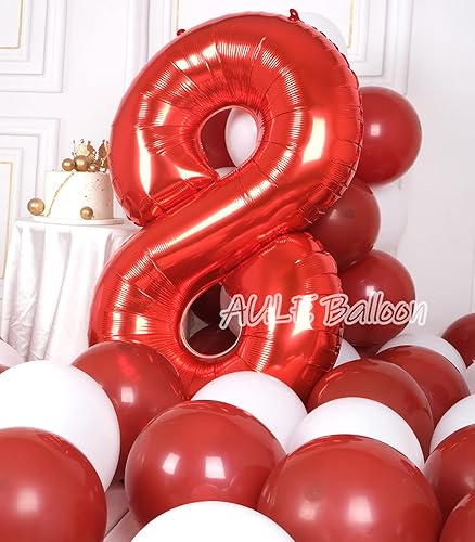Miniatura 4 de AULE Globos grandes de 40 pulgadas con número 8, globos de helio de aluminio grandes del 0 al 9, decoraciones gigantes de fiesta de cumpleaños