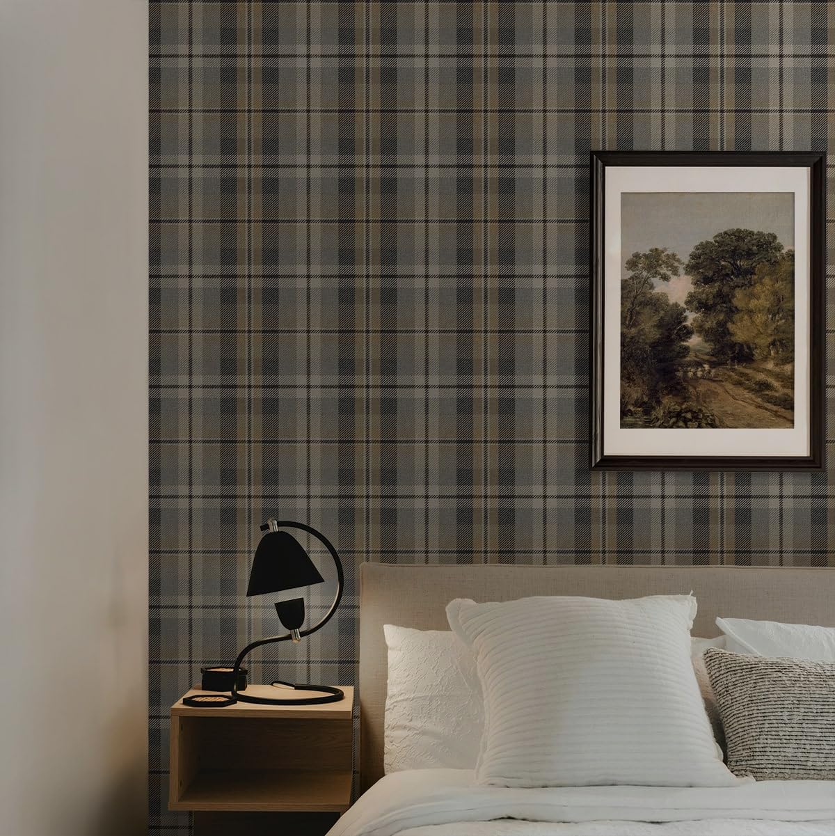 NextWall Harry & Grace Thornbury Tailored Plaid Peel and Stick Wallpaper (Cliffside)