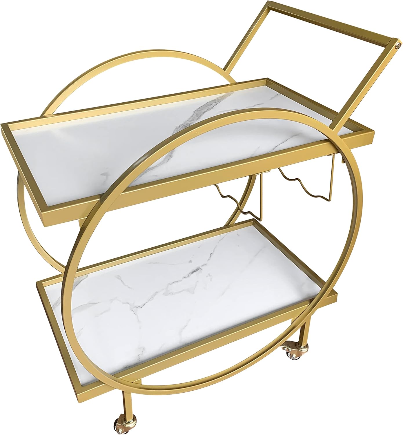 ATVALY Bar Cart with Wine Rack,2Tier Mobile Serving Cart