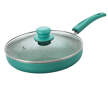 NIRLON Galaxy Aluminium Non-Stick Induction Base Fry Pan with Glass Lid [Green](Compatible with All Induction, Gas & stovetops)