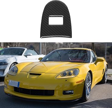 ABS Gear Shift Knob Button Cover for Chevrolet Corvette C6 Z06 2005-2013 Console Gear Panel Decal Trim Sticker Interior Accessories Carbon Fiber Black
