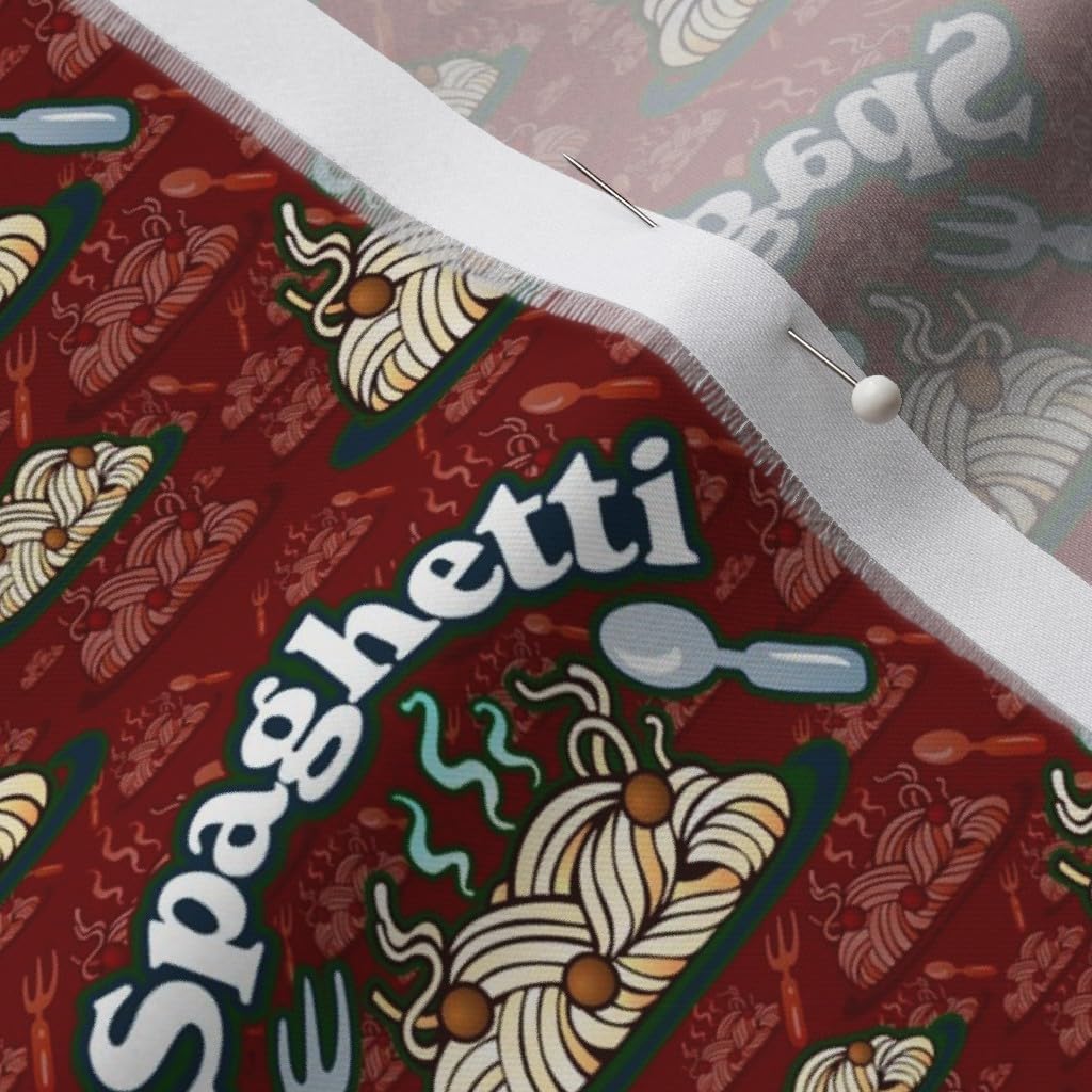 Spoonflower Fabric - Pasta Dinner Food Printed on Organic Cotton Sateen Fabric by The Yard - Sewing Quilting Apparel Home Decor