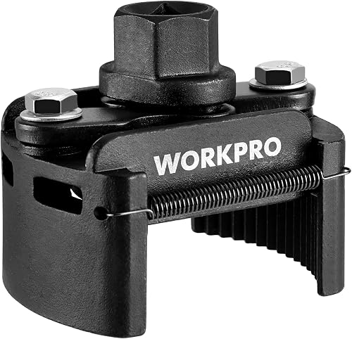 WORKPRO Universal Oil Filter Wrench (2-3/8 to 3-1/8") Adjustable with Auto-Clamp Spring, Oil Filter Removal Tool, Oil Filter Change Set, Ideal for Engine Filters, Conduit, & Fittings