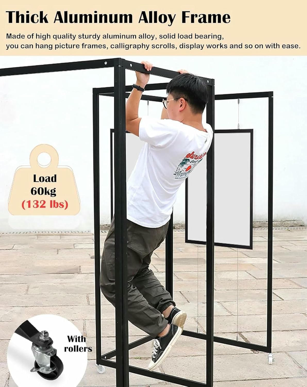 Art Picture Hanging Display Rack with Stable Base, Foldable Moveable Exhibition Photo Picture Hanging Kit, for Outdoor Indoor Museum Gallery School (8pcs-100x200cm(39 3/8