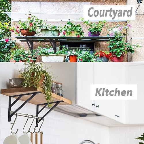 Miniatura 6 de Soportes de estante resistentes de 16 pulgadas, soportes de soporte de encimera, soportes de chimenea con tornillos, soporte de estantería de