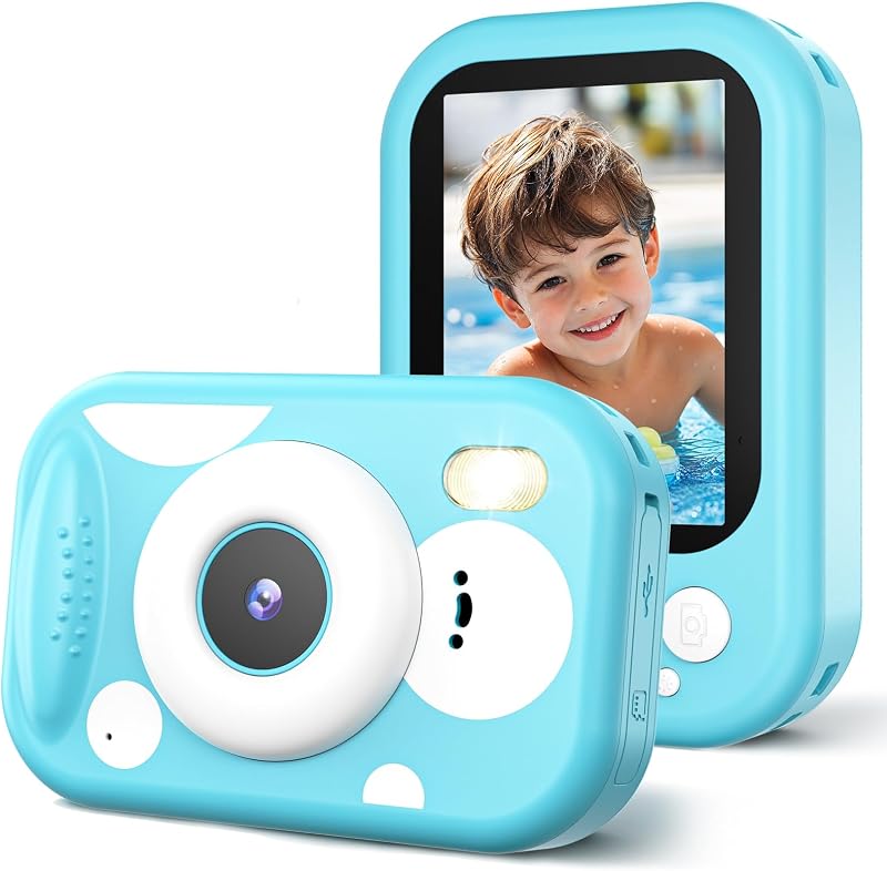 Waterproof Kids Camera, IP68 Underwater Camera for Kids Aged 3-12, HD Kids Digital Camera with 1080P Video Recording, Durable ABS Material, Pool Toys for Boys Girls (Blue)