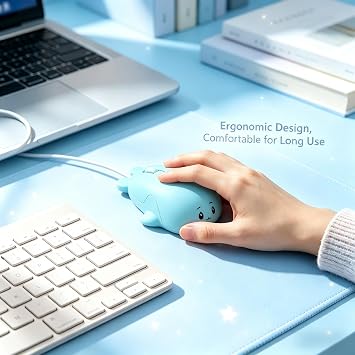 ノベルティ ドルフィン Usb 有線マウス 静音人間工学デザイン 動物の形 クリエイティブマウス ノートパソコン Pc オフィス 自宅用 ブルー