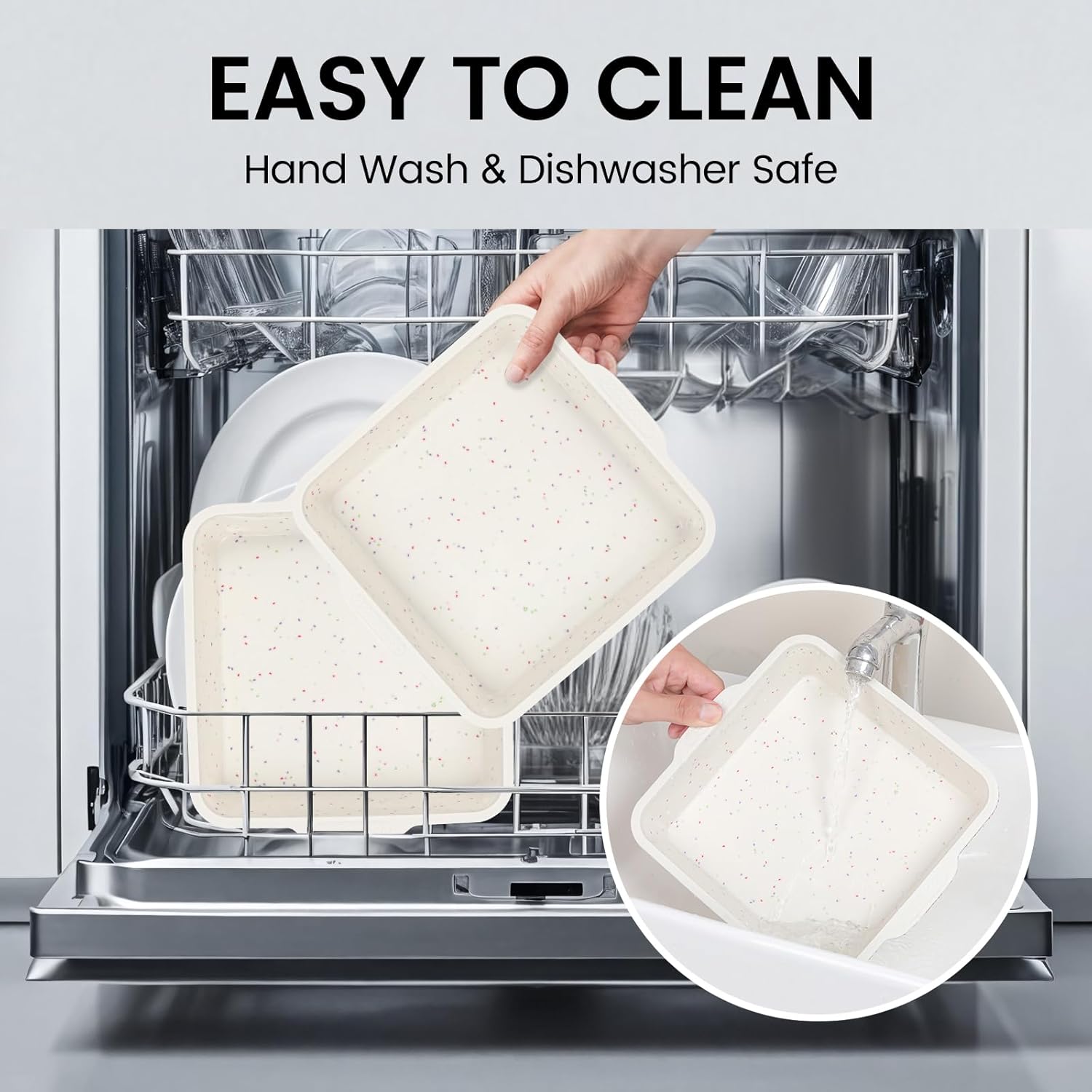 Vinino 8 x 8 Inch Silicone Square Brownie Cake Pan with Metal Reinforced Frame Set of 2, Nonstick Silicone Brownie Pans BPA Free Suitable for Making Cakes, Brownies, Bread - Image 8