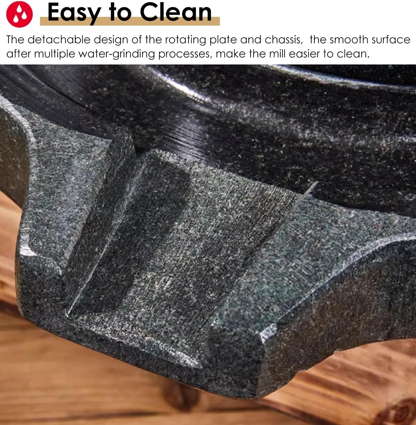 Natural Black Bluestone Mill Machine, Household Hand Crank Dry and Wet Grain Flour Stone Grinder, Soy Milk/Wheat Flour Pulverizer Ornaments (Size : 20cm x 30cm) (One Color 20cm x 30cm)