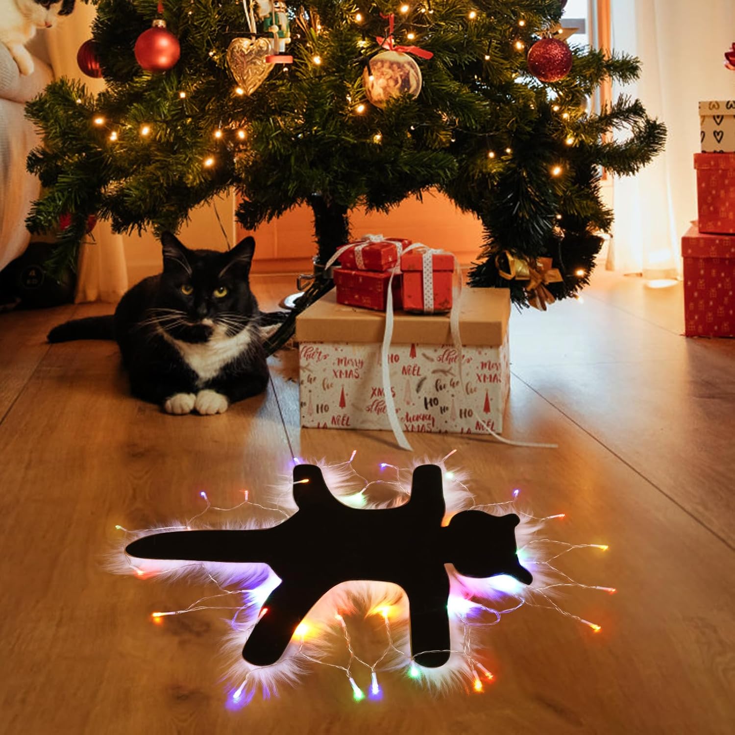 Light Up Fried Cat Rug, Funny Aunt Bethany’s Fried Pussycat Rug from Christmas Vacation Decoration, for Family Friends (Color Light)