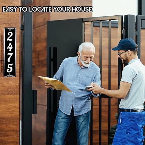 Vista 67 de Placa de dirección de metal personalizada, letreros de números para placa de pared de casa, letrero de dirección de nombre de calle, números de casa