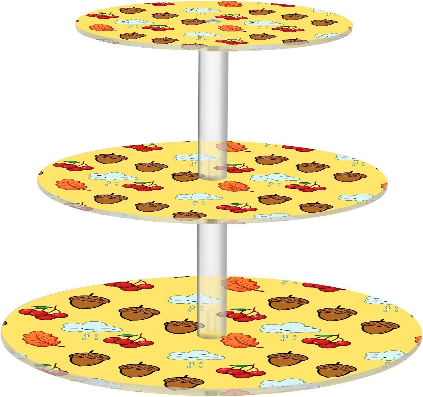Hazelnut Cloud Cherry Leaves 3 Tier Acrylic Cupcake Stand, Cupcake Stand for 34 Cupcakes for Weddings, Christmas,Holidays,Parties,Birthday,Printed Cupcake Tower 23300168