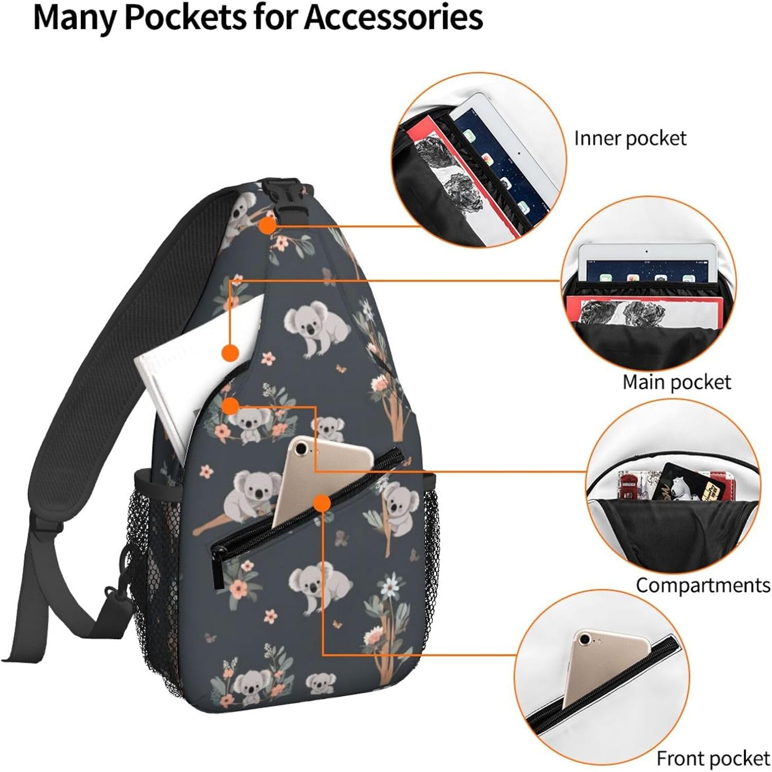 Famame Cute 3d Animal Koala Sling Backpack Chest Bag Crossbody Shoulder Bag Gym Cycling Travel Hiking Daypack For Men Women - Image 4