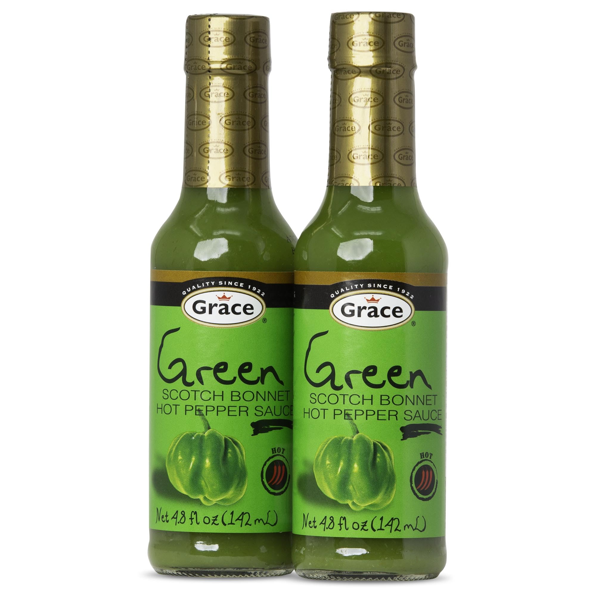 Green Scotch Bonnet Hot Pepper Sauce 4.8oz - 2 Pack - Authentic Jamaican Scotch Bonnet Pepper Sauce that Brings the Savory Heat to your Jamaican Food