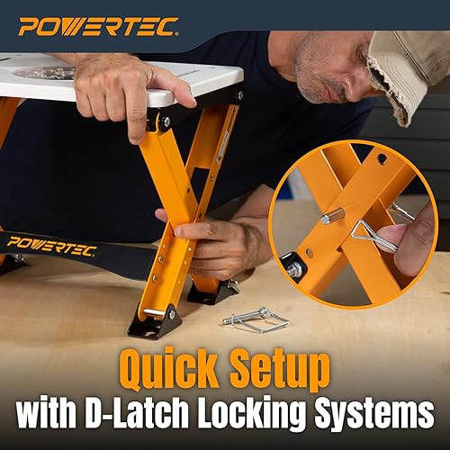 Vista 5 de POWERTEC Soporte de mesa plegable para enrutador – Base de estación de trabajo de altura ajustable para mesas de enrutador de 11-1/2 x 15-1/2