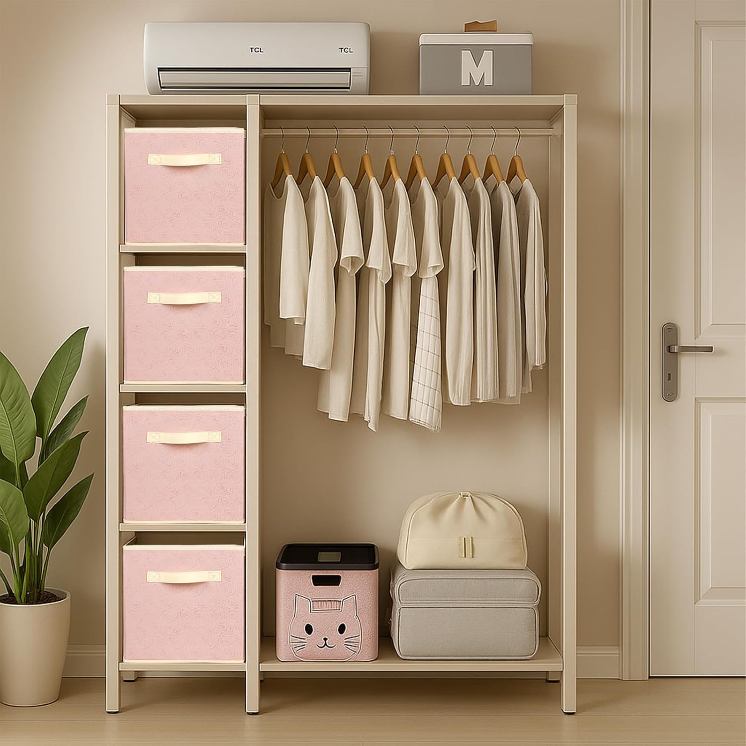 ShellKingdom Storage Bins, Foldable Fabric Storage Cubes with 3D Embossed Rose Pattern, Cloth Organizer Drawer For Closet And Toys, 10.5 X 10.5 X 11 inch, 2 Pack (Light Pink)