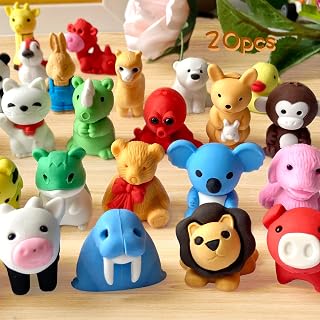 Kleeblatt 20PCS Assembled Animal Erasers for Kids Bulk, Puzzle Mini Fun Desk Pets for Student Classroom, Treasure Box Prizes,Party Favors for Kids Goodie Bags, Back to School Gifts for Students
