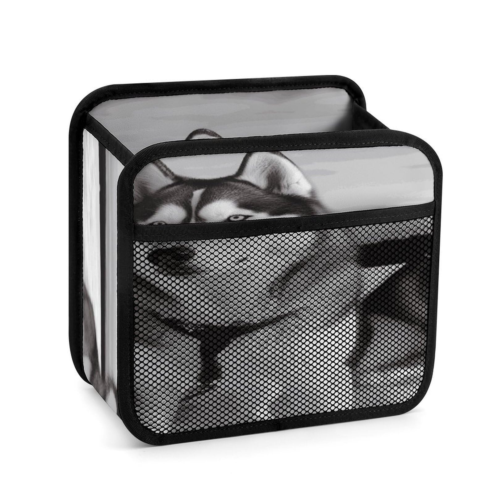 Btcowzrv Style Husky Dogs Snow Car Seat Back Organizer, Pu Leather Hanging Backseat Car Organizer With Elastic Mesh Pocket, Storage Bag For Most Vehicles