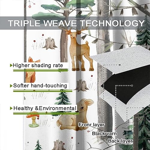 Miniatura 7 de YCness Cortinas con estampado de acuarela para guardería, dormitorio, sala de estar, juego de 2 paneles rústicos de animales salvajes, 42 x 45