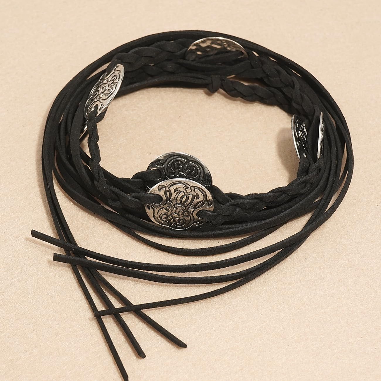 Women's Boho Braided Waist Belt Bohemian Woven Belt with Vintage Tassels for Dresses - Image 5