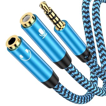 Headphone Splitter Adapter 3.5mm 2Female to Male Headset&MicrophoneSplitter