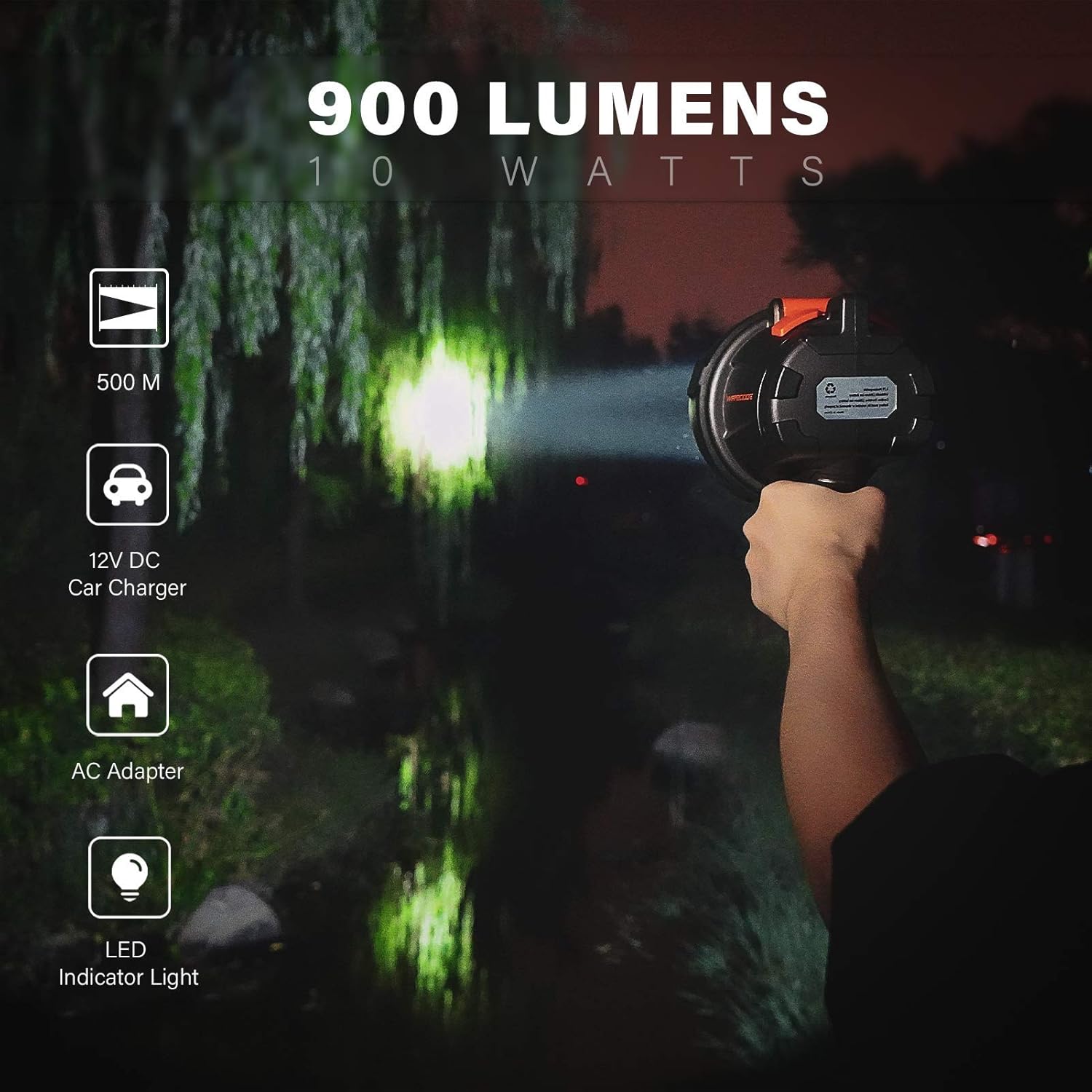 Exclusive GOODSMANN Spotlight Hunting Camo Portable Handheld Light 1500 Lumen Realtree-APSnow Halogen Lighting 12V with Oxford Bag TacticPro H102-02