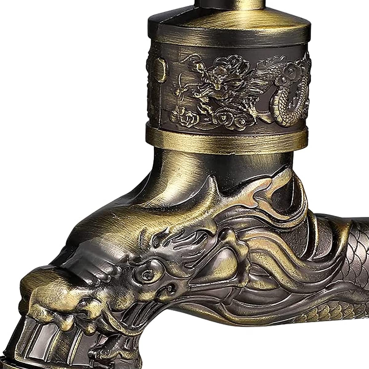 NIUKOMY Robinet Mural Jardin Laiton, Robinets Eau Froide Long Cuivre, Robinet de d'évier Antique, Rotation de 360° Robinetterie Bronze Murale