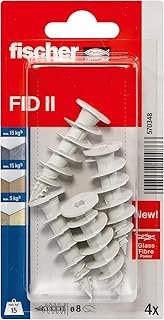 fischer Dämmstoffdübel FID II, Dübel aus Kunststoff zur Befestigung von leichten Gegenständen in Dämmstoffen, universeller Einsatz, ohne Vorbohren, 4 Stk.