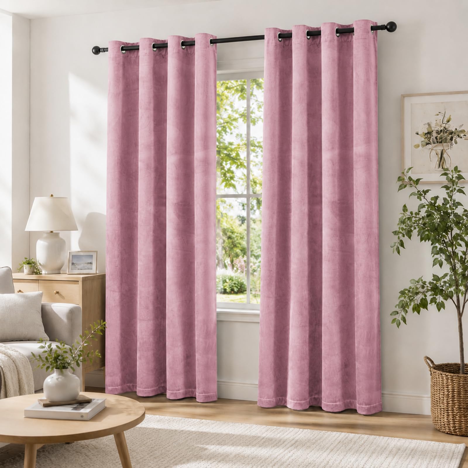Ystyle Rideau Occultant Velours Lot De 2, 140x145cm, Rose | Rideaux Salon Rideau Thermique Isolant Anti Chaud Intérieurs, Rideau Phonique Anti Bruit, Moderne Chambre Maison Dressing