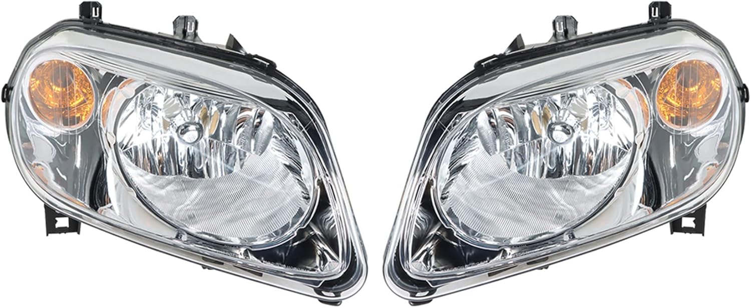 Headlights Assembly Halogen Headlamps LH & RH Clear Lens Chrome Replacement for 2006-2011 HHR