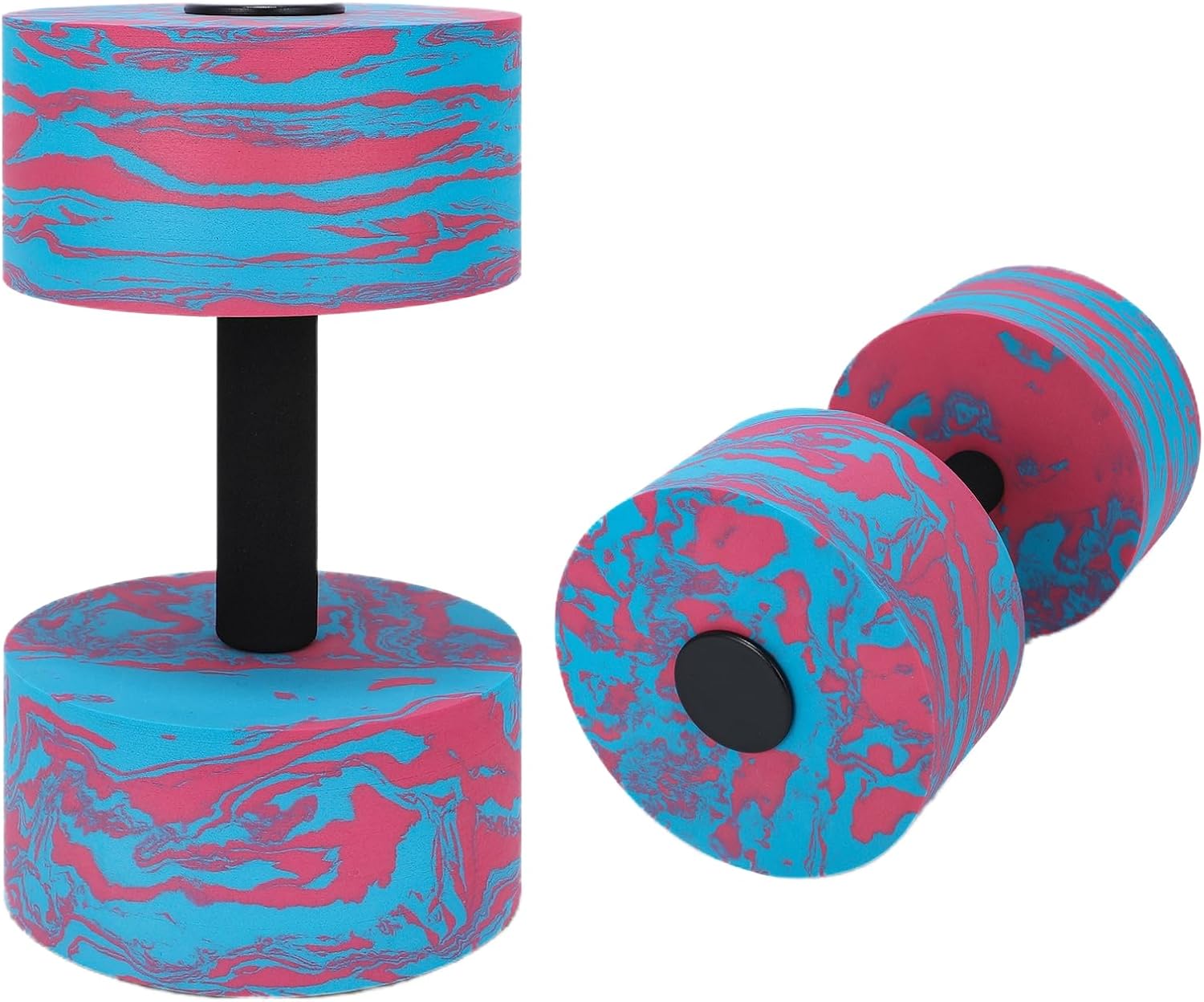Water Aerobics Dumbbells, Blue Marbled EVA Foam Aquatic Exercise Weights, Detachable DIY Pool Fitness Equipment