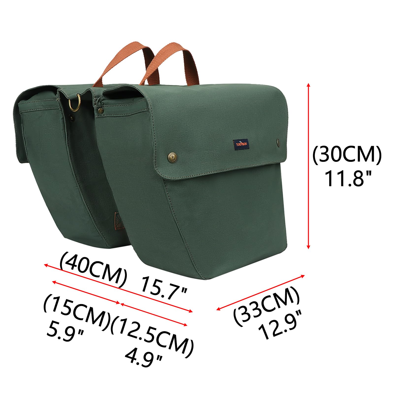 Tourbon Tela Impermeabile Bicicletta Bici Sedile Posteriore Carrier Bagagli stoccaggio Borsa Ciclismo Borsa Laterale Doppia avvolgibile Pacchetto Posteriore - Verde
