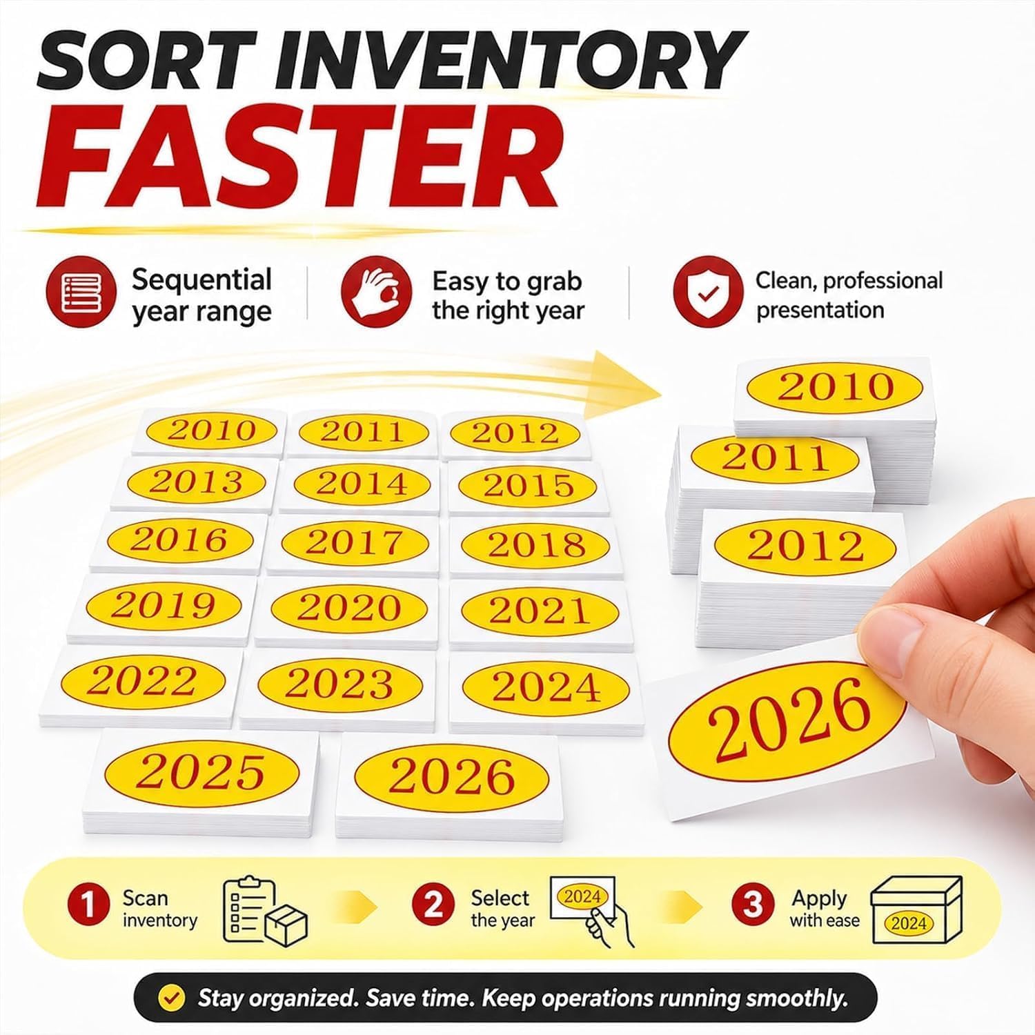 204 Pcs Car Windshield Year Stickers (2010-2026), 17 Dozen (12 per Year)