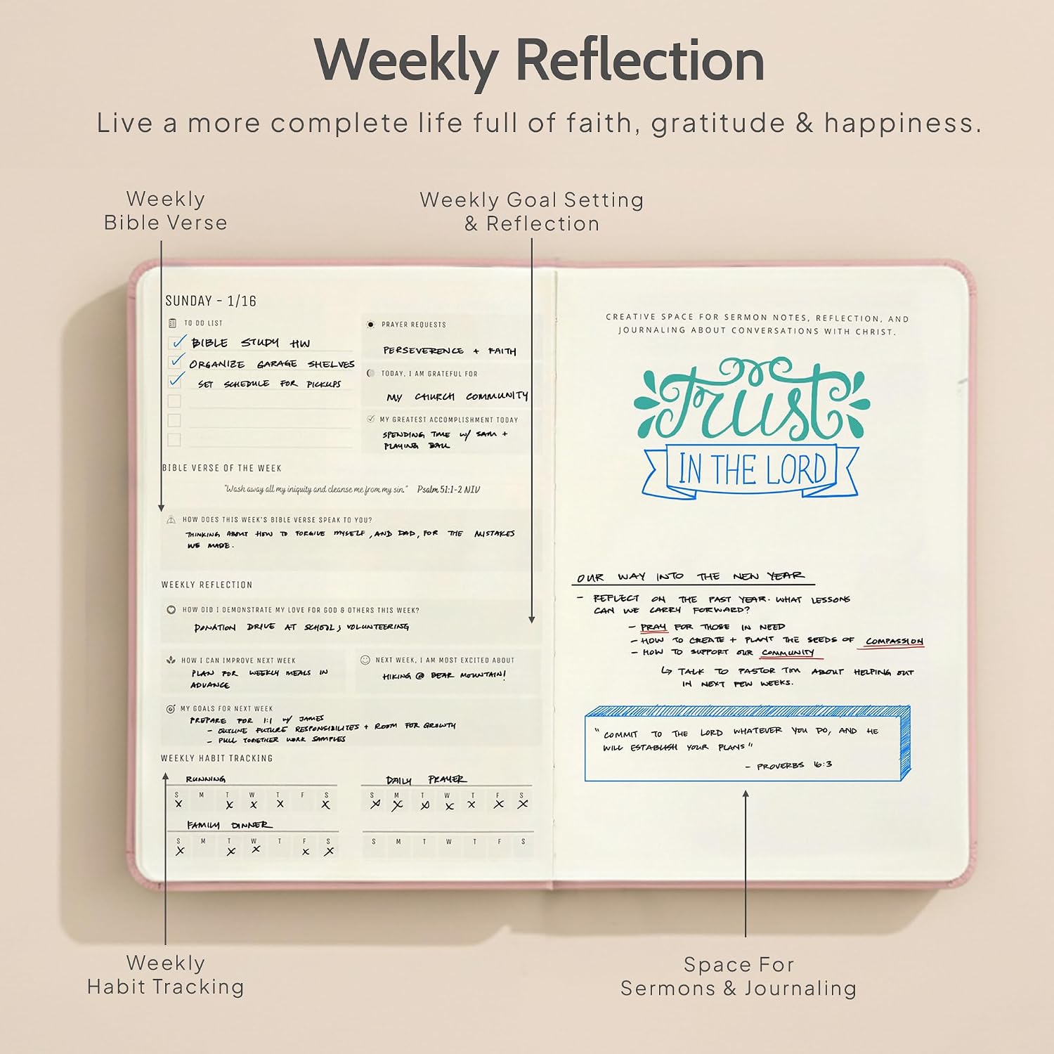 2026 Christian Planner & Prayer Journal | Strengthen Your Relationship with God and Better Navigate His Path for You | Daily Planner w/Bible Verses, Prayer Prompts, & Habit Tracking (Pink)