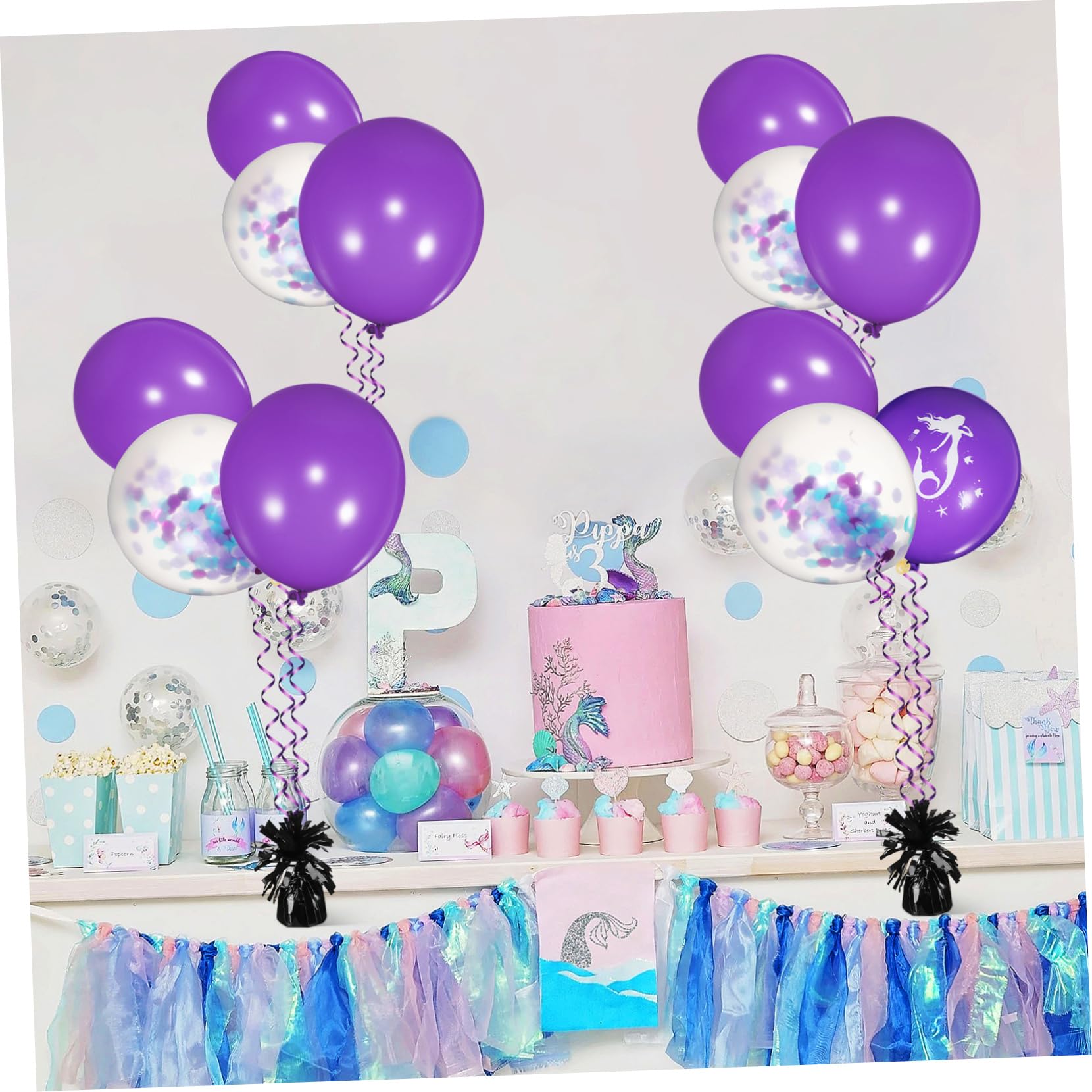 PRETYZOOM Poids pour Ballons Décoratifs Design Unique et Compact pour en Pet Noir Lot de 8 Facile à Utiliser Stable et Élégant Mariage et Fête