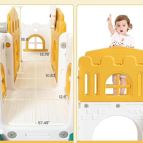 Miniatura 7 de GarveeLife Zona de juegos interior 8 en 1 para niños pequeños con tobogán juego de tobogán para bebés de 1 a 3 años, tobogán para niños incluye aro