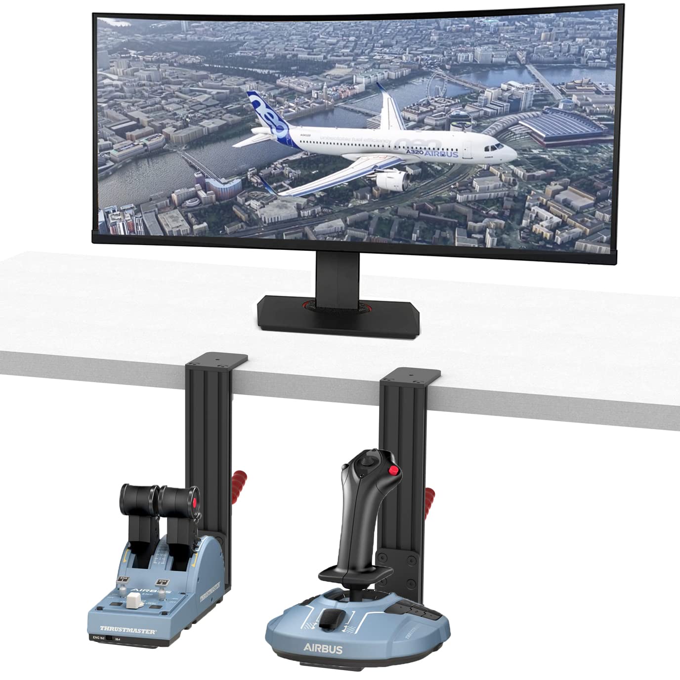 JUYEER Hotas Desk Mount Compatible for T.16000M FCS/TCA Officer Pack Airbus/VKB Gunfighter MK.lll/Logitech X52/X52 Pro/X56/X56 Rhino/Thrustmaster Warthog 10C and other HOTAS series flight simulation controller