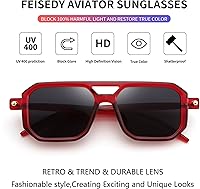 Vista 179 de Feisedy - B2622 - Lentes de sol estilo aviador, cuadrados, clásicos de los años 70, unisex, con montura clásica retro y elegante, UV400 Marco