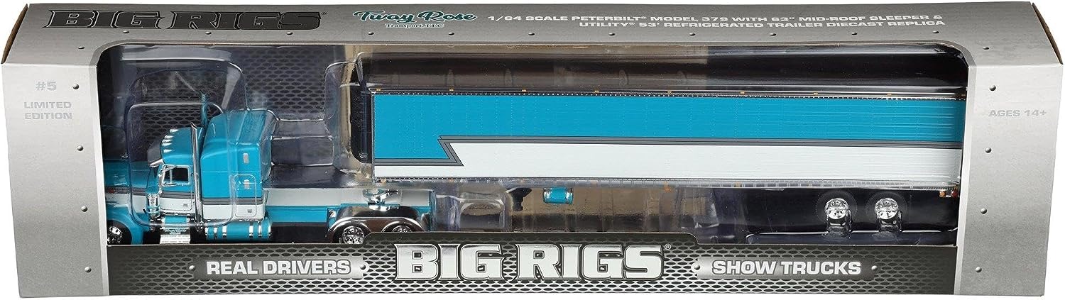 First Gear DCP 1/64 Peterbilt 379 Semi Truck with Utility Reefer Trailer, Big Rigs Series II #5:Tway Rose Transport 69-2270