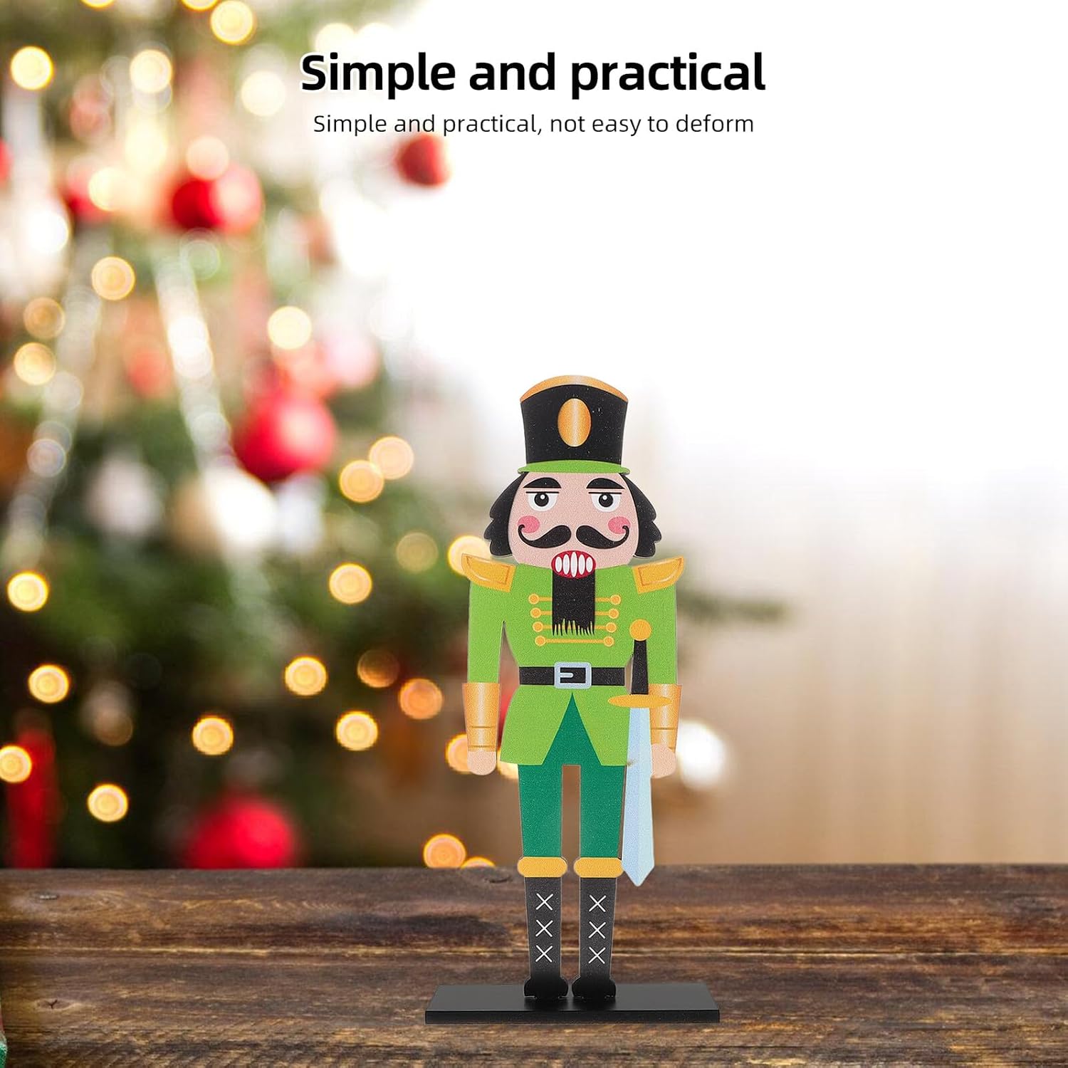 Yardwe Wooden Nutcracker Soldier Figurine Traditional Holiday Decor Christmas Table Ornament Festive Party Supply Home Decoration