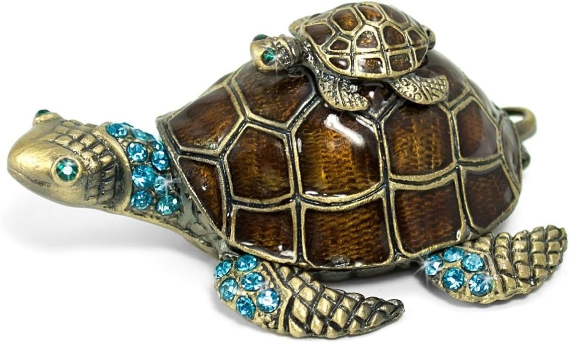 WelforthMCtraddy Welforth Turtle on Turtle Jewelry Box w/Crystals