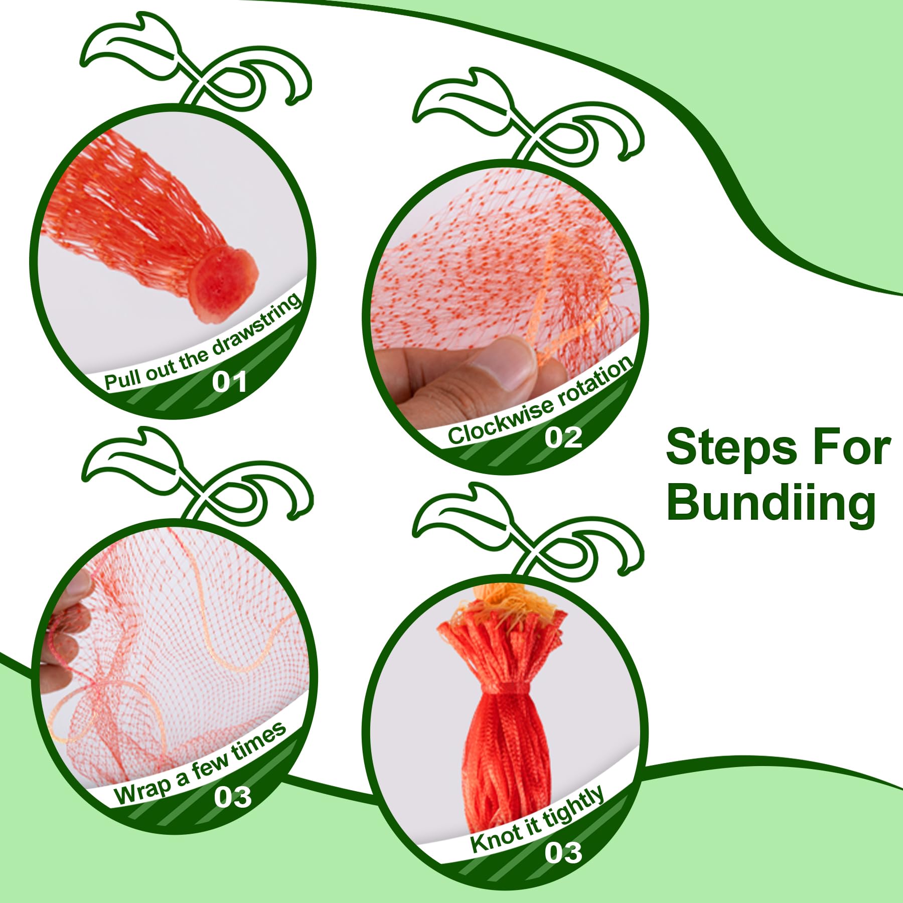 TZEKING 100 Piezas Sbolsas para Reutilizables Más Grueso Redes de Sandía,60cm Bolsas Colgantes de Soporte de Frutas,Redes Melón con Cordón,Aplicable a Frutas, Melones y Protección de Jardines