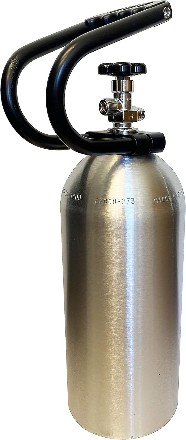 Preece Precision, 10 lb Co2 Carbon Dioxide Tank Cylinder, High Flow 250 PSI Co2 Regulator, Protective Handle, Vehicle Cylinder Mount Bracket, 300PSI Tire Inflator and Hose, Black Powder Coat Bracket