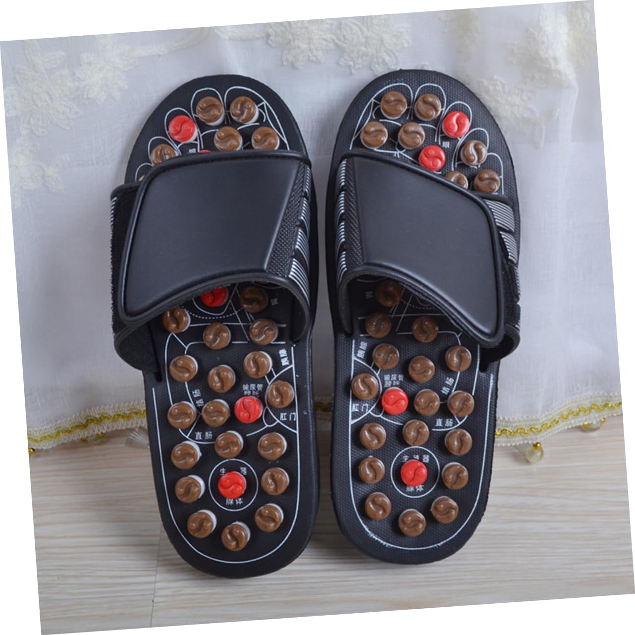 Pantoufles de Massage des Pieds à Acupression Marron 40 | Pu et Eva, Modèle Traditionnel Unisexe, Confort pour Hommes et Femmes, Usage Relaxant