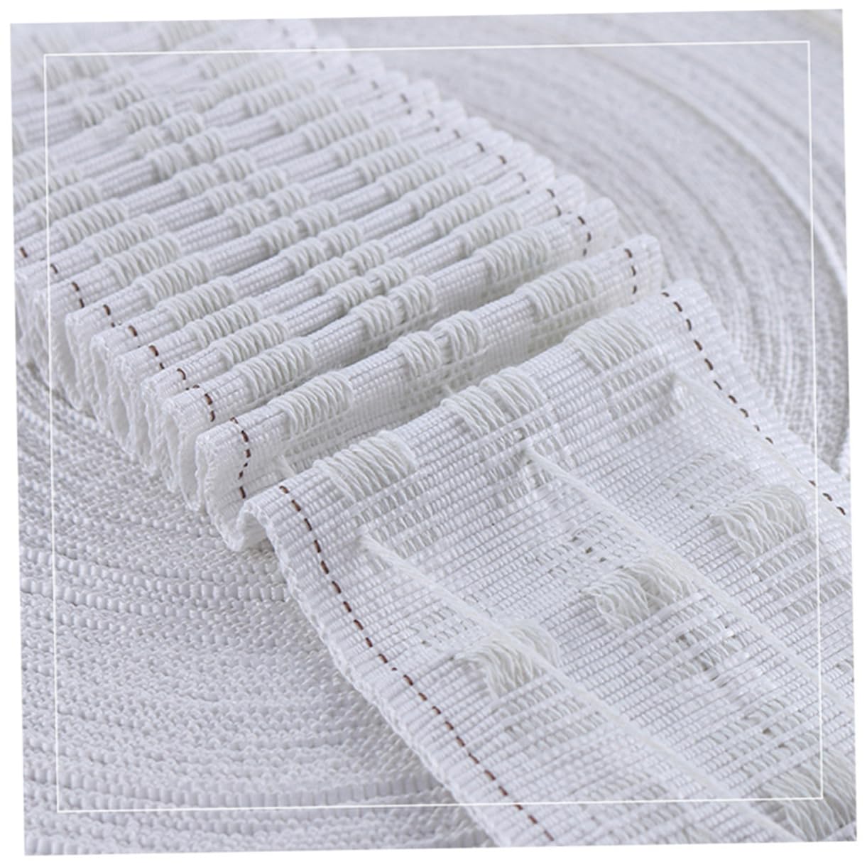 Vaguelly Sangle de Rideau 50M Ruban Plissé Coton Naturel Accessoires de Rideau Décoration Intérieure Rideaux Personnalisés Lavable